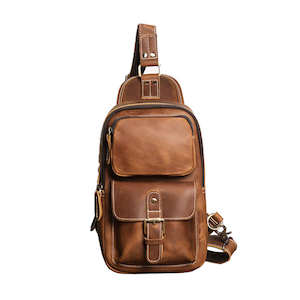 Leather Sling Bag – Vintage Crossbody Chest Pack for Men