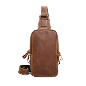 Small Leather Sling Bag – Vintage Crossbody Chest Bag