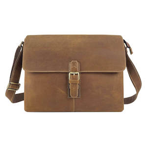 Shoulder Bags: Men's Leather Messenger Bag - Vintage Shoulder Bag for 13" Laptop