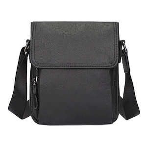 Classic Black Leather Crossbody Bag for Men