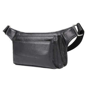 Black Leather Waist Bag | Multi-Functional Bum Bag