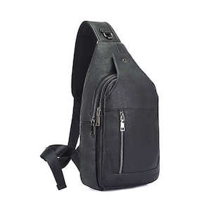 Mens Sling Bum Bags: Black Leather Crossbody Sling Bag | Stylish & Functional