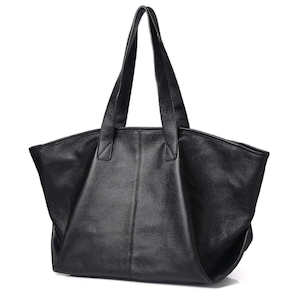 Elegant Black Leather Tote Bag for Women – Spacious & Versatile
