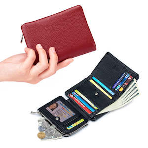 Short Women's Genuine Leather Trifold Wallet - Small Yet Spacious