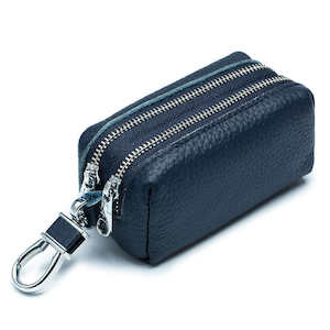 Key Cases: Multifunctional Leather Double Zipper Coin Wallet and Key Case