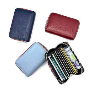 Card Holders: RFID Leather Card Holder | Colorful Woven Edge Design