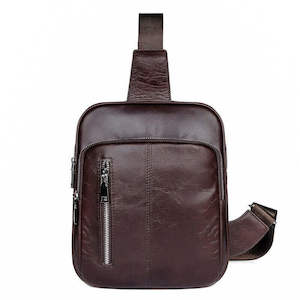 Premium Men's Coffee Leather Sling Bag - Stylish & Practical Chest Bag