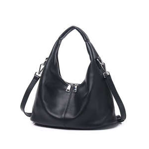 Womens Bags: Soft Black Leather Handbag – Shoulder & Crossbody Style