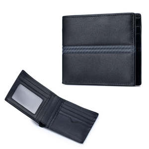Wallets: Leather RFID Bi-Fold Wallet with Zip Pocket