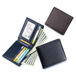 Wallets: Leather Wallet with ID Window – Slim Bifold Wallet