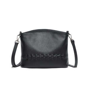 Soft Leather Crossbody Bag with Handwoven Detail