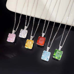 Sky Blue Nano Crystal and Sterling Silver Necklace with Rhodium Plating