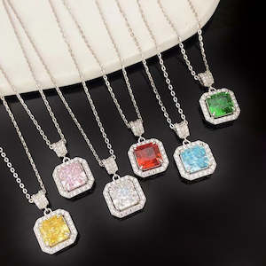 Sky Blue Nano Crystal and Sterling Silver Necklace with Rhodium Plating