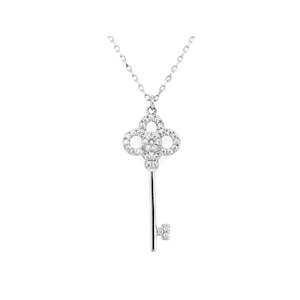 925 Sterling Silver Petite CZ Key Pendant