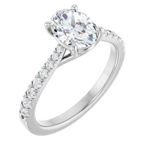 Engagement Rings Under 2000: Continuum Silver Oval Brilliant Moissanite Engagement Ring
