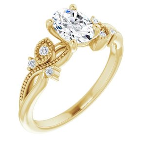 3/4 Carat Oval Brilliant Lab Grown Diamond Nature Inspired Engagement Ring
