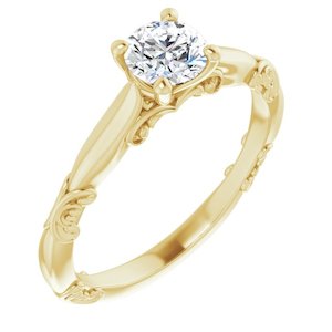 14k Half Carat Round Brilliant Lab Grown Diamond Vintage Engagement Ring