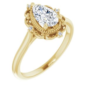1.00ct Pear Lab Grown Diamond Vintage Style Engagement Ring