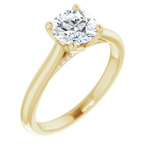 1.00ct Round Shape Lab Grown Diamond Accented Solitaire Engagement Ring