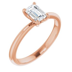 Half Emerald Shape Lab Grown Diamond Solitaire Engagement Ring