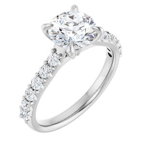 Engagement Rings Under 2000: Continuum Silver Round Brilliant Moissanite Accented Engagement Ring
