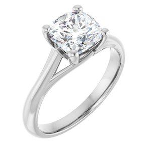 Continuum Silver Cushion Brilliant Moissanite Solitaire Engagament Ring
