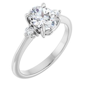 Continuum Silver Oval Brilliant Moissanite Three Stone Engagement Ring