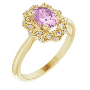 All Engagement Rings: Light Pink LG Sapphire & Diamond Halo Ring