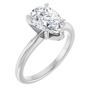 Moissanite Rings: Two Carat Pear Shape Moissanite Solitaire Engagement Ring