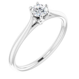 1/4ct Classic Six Claw Round Brilliant Moissanite Engagement Ring