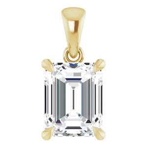 Moissanite Pendants And Necklaces: One Carat Emerald Shape Moissanite Necklace