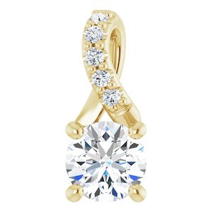 14k Infinity Twist Round Brilliant Moissanite Pendant