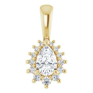 Half Carat Pear Shape Moissanite Halo Pendant