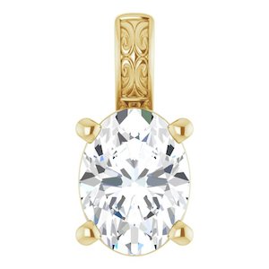 Moissanite Pendants And Necklaces: fleur-de-lis Oval Pendant