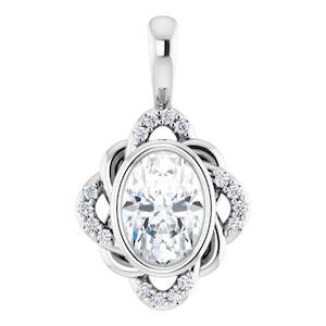 3/4ct Oval Moissanite Accented Pendant
