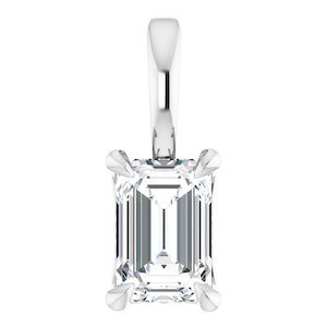 Moissanite Pendants And Necklaces: 1.25ct Emerald Moissanite Pendant