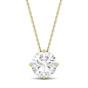 14k Round Brilliant Moissanite Solitaire Pendant