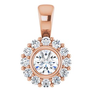 Half Carat Round Brilliant Moissanite Halo Pendant