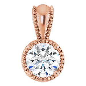 1/2ct Round Moissanite Pendant with Milgrain Detailing