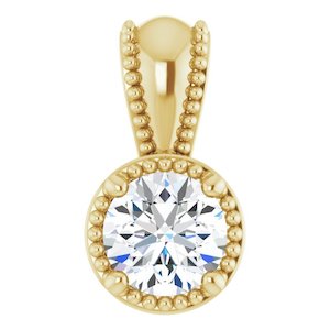 1/4ct Round Moissanite Pendant with Milgrain Detailing
