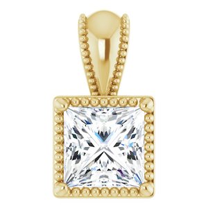 One Carat Princess Cut Moissanite Pendant