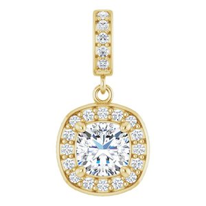 Moissanite Pendants And Necklaces: Cushion Cut Moissanite and LG Diamond Pendant