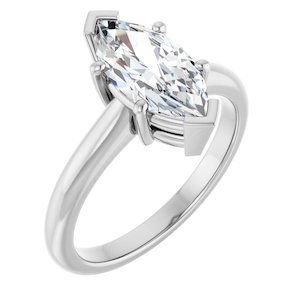 Moissanite Engagement Rings: One and a Half Carat Marquise Lab Grown Diamond Solitaire Engagement Ring