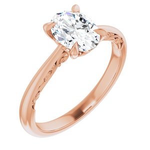 1.25ct Oval Shape Lab Grown Diamond Vintage Style Solitaire Engagement Ring