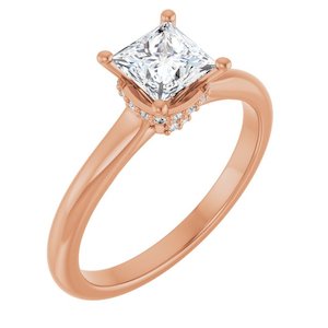 1.00 Carat Princess Cut Lab Grown Diamond Halo Engagement Ring