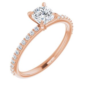 1.00 Carat Cushion Shape Lab Grown Diamond Accented Engagement Ring