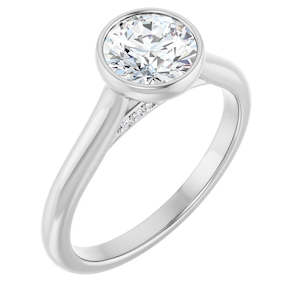 Engagement Rings Under 2000: Continuum Silver Bezel Set Round Brilliant Moissanite Engagement Ring