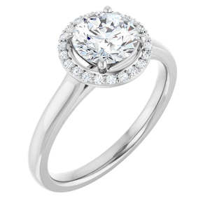 Continuum Silver Round Brilliant Halo Moissanite Engagement Ring