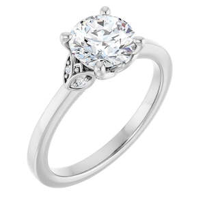 Continuum Silver Round Brilliant Moissanite Accented Engagement Ring