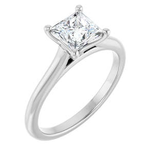 Continuum Silver Princess Brilliant Moissanite Solitaire Engagement Ring